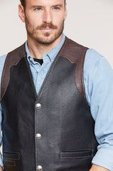 Garrison Bison Leather Vest with Concealed Carry Pockets