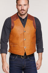Garrison Bison Leather Vest with Concealed Carry Pockets