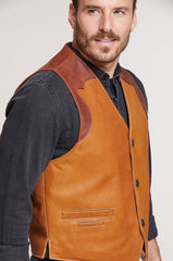 Garrison Bison Leather Vest with Concealed Carry Pockets