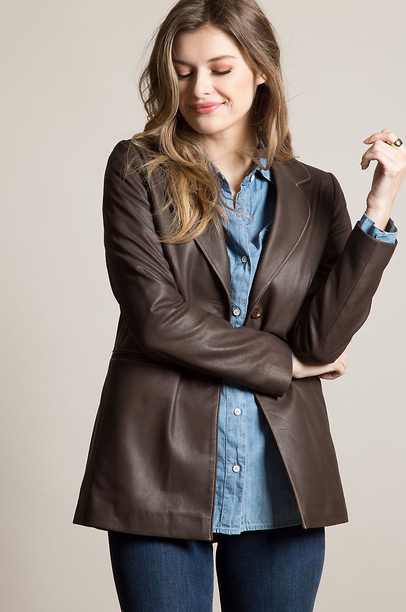 Amanda Lambskin Leather Blazer