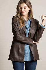Amanda Lambskin Leather Blazer