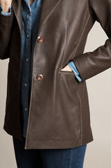 Amanda Lambskin Leather Blazer