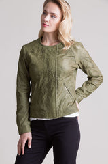 Isabel Crinkle Lambskin Leather Moto Jacket