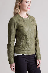 Isabel Crinkle Lambskin Leather Moto Jacket