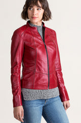 Racquel Italian Lambskin Leather Moto Jacket