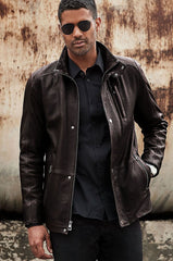Reynolds Italian Lambskin Leather Car Coat
