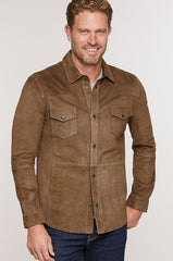 Spencer Italian Lambskin Suede Shirt Jacket