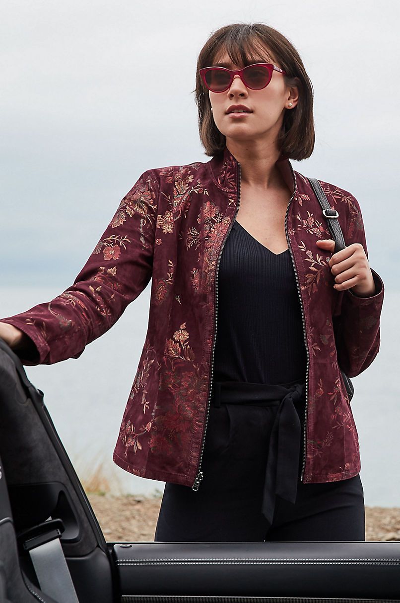 Sasha Reversible Italian Lambskin Suede Leather Jacket