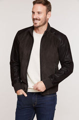 Ethan Lambskin Suede Bomber Jacket