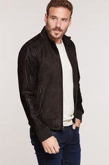 Ethan Lambskin Suede Bomber Jacket