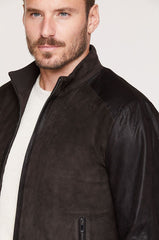 Ethan Lambskin Suede Bomber Jacket