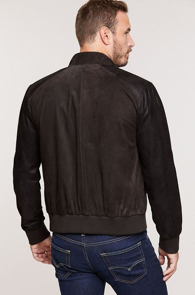 Ethan Lambskin Suede Bomber Jacket