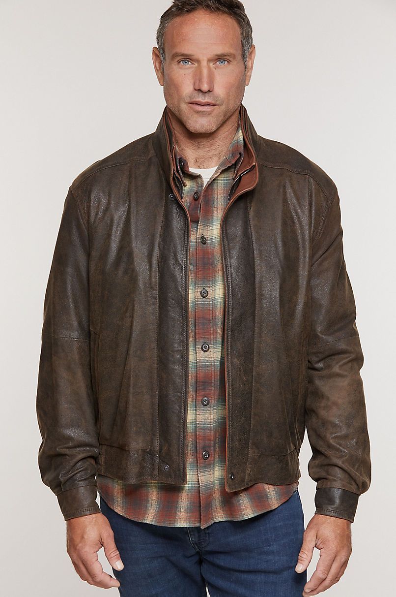 Landon Italian Lambskin Leather Bomber Jacket