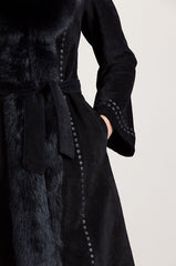 Felicity Suede Leather Coat with Fox Fur Trim