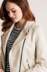 Cheryl Leather Moto Jacket with Detachable Shearling Collar