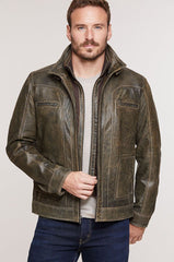 Memphis Lambskin Leather Bomber Moto Jacket