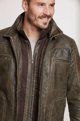 Memphis Lambskin Leather Bomber Moto Jacket