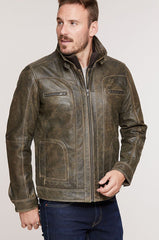 Memphis Lambskin Leather Bomber Moto Jacket