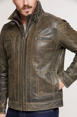 Memphis Lambskin Leather Bomber Moto Jacket