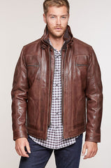 Memphis Lambskin Leather Bomber Moto Jacket