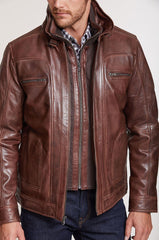 Memphis Lambskin Leather Bomber Moto Jacket