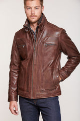 Memphis Lambskin Leather Bomber Moto Jacket