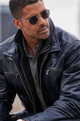 Memphis Lambskin Leather Bomber Moto Jacket