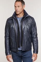 Memphis Lambskin Leather Bomber Moto Jacket