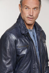 Memphis Lambskin Leather Bomber Moto Jacket