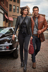 Udo Waxed Lambskin Leather Moto Jacket