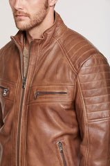 Udo Waxed Lambskin Leather Moto Jacket