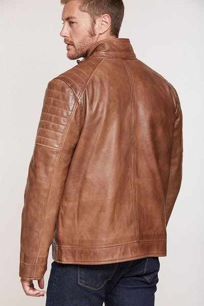 Udo Waxed Lambskin Leather Moto Jacket