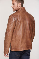 Udo Waxed Lambskin Leather Moto Jacket