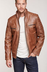Udo Waxed Lambskin Leather Moto Jacket