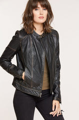 Chelsea Lambskin Leather Moto Jacket