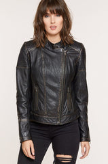 Chelsea Lambskin Leather Moto Jacket