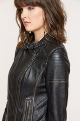 Chelsea Lambskin Leather Moto Jacket