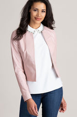 Madeline Cropped Lambskin Leather Jacket