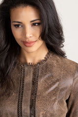 Darcy Distressed Italian Lambskin Leather Jacket