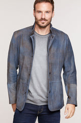 Dorian Two-Tone Textured Italian Lambskin Leather Blazer
