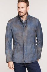 Dorian Two-Tone Textured Italian Lambskin Leather Blazer