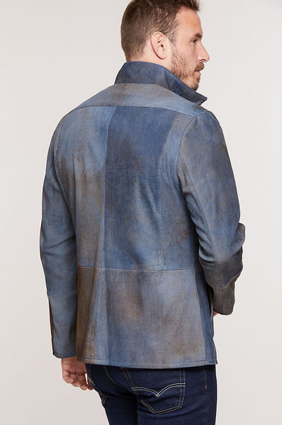 Dorian Two-Tone Textured Italian Lambskin Leather Blazer