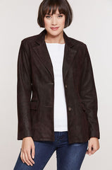 Francesca Embossed Italian Lambskin Leather Blazer