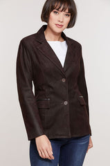 Francesca Embossed Italian Lambskin Leather Blazer