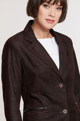 Francesca Embossed Italian Lambskin Leather Blazer