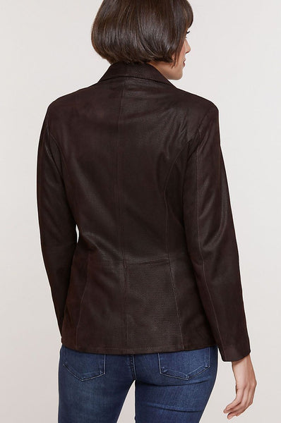 Francesca Embossed Italian Lambskin Leather Blazer