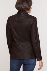 Francesca Embossed Italian Lambskin Leather Blazer