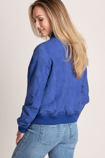 Reversible Lambskin Suede Leather Baseball Jacket