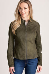 Natalie Reversible Lambskin Suede Leather Jacket