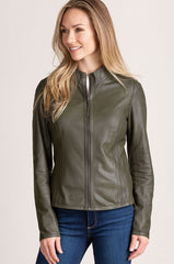 Natalie Reversible Lambskin Suede Leather Jacket